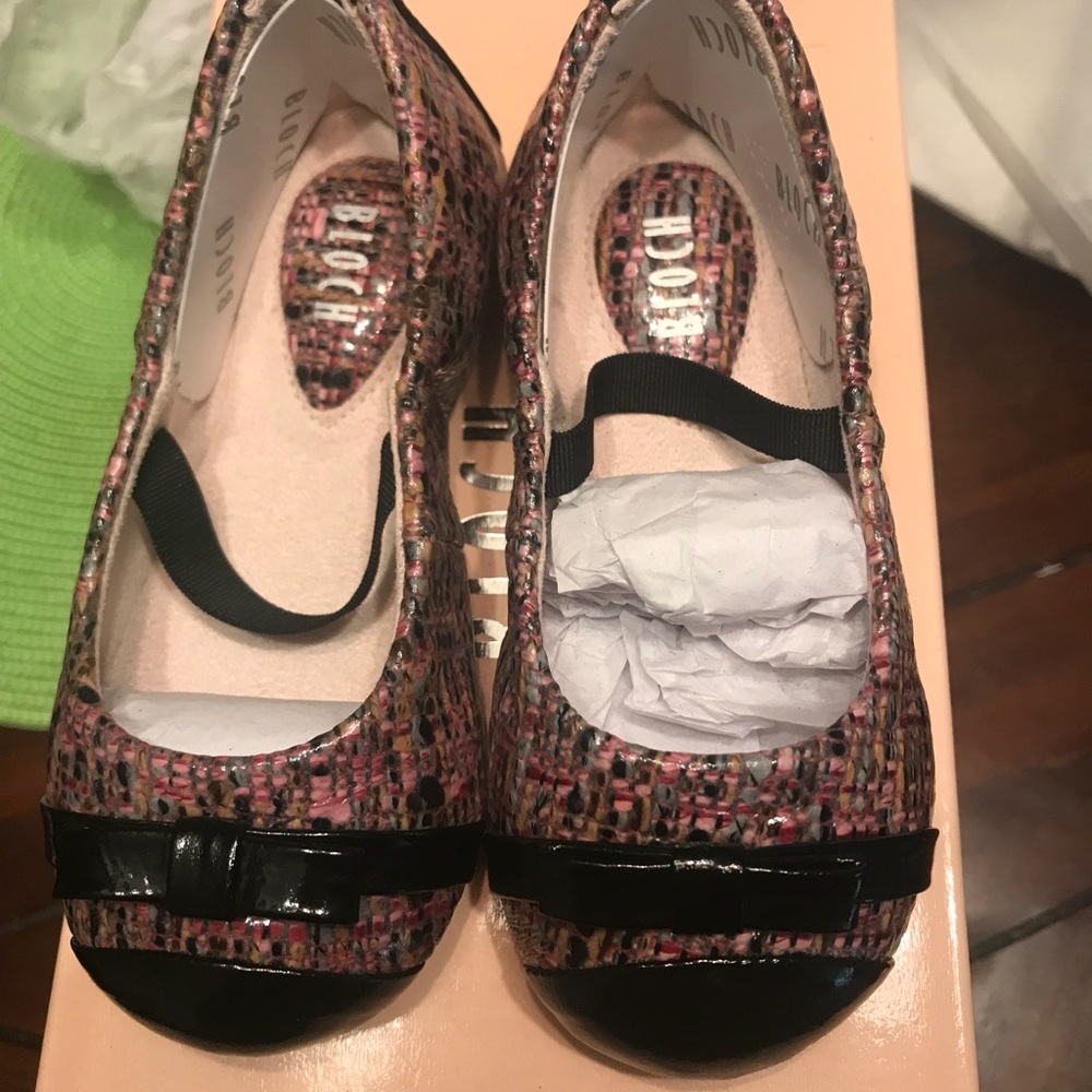 Bloch Girl's Tweed & Patent Leather Mary Janes